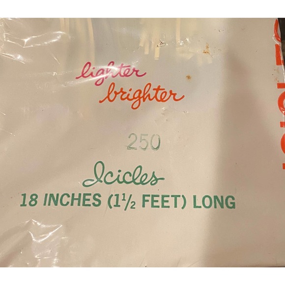 Vintage UNOPENED package of Doubl Glo Christmas tree tinsel icicles 18" gold - Picture 2 of 4